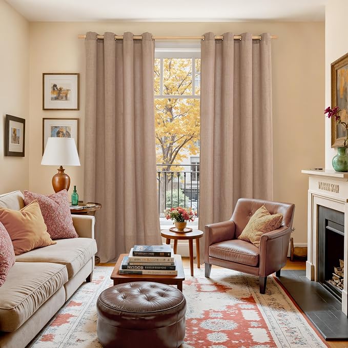 YoungsTex Linen Curtains 90 Inch Length, Light Filtering Drapes - Image 2