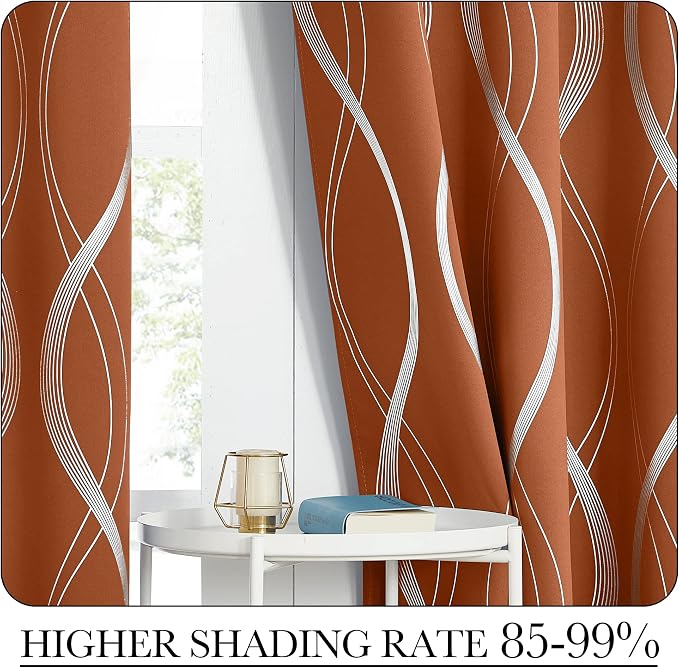NICETOWN Burnt Orange Fall Blackout Curtain Panels - Image 4