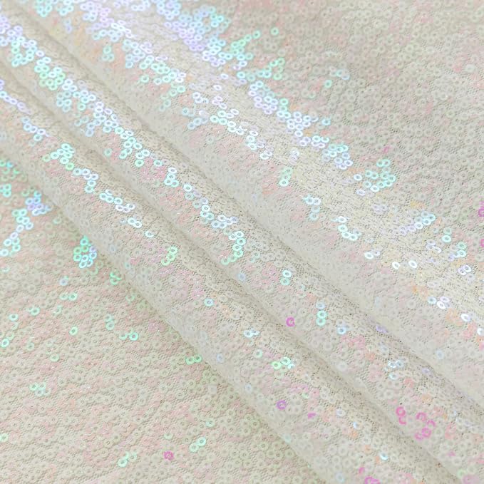 Sugargirl White Iridescent Sequin Backdrop Curtain 4 Panels 2FTx8FT Glitter - Image 8