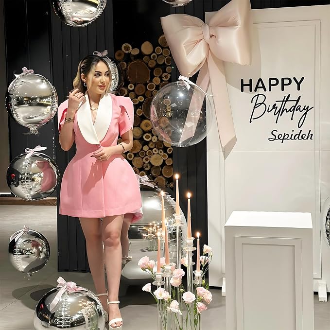 8 Pcs Silver Balloons and Clear Round Foil Balloons 22 In Transparent Balloon - Image 4