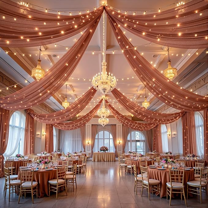 6 Panels Caramel Ceiling Drapes - Image 3