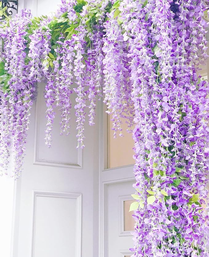 12pcs Artificial Wisteria Flowers 3.6 Feet/Piece Purple Dense Artificial Fake - Image 8