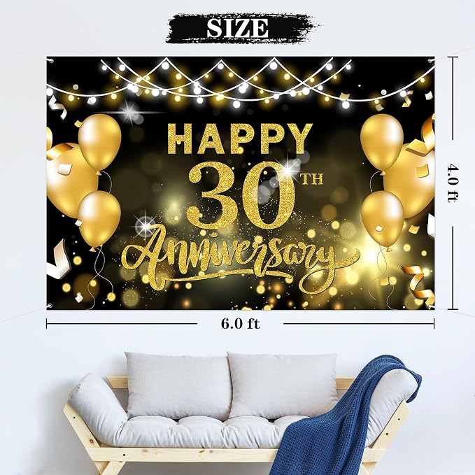 WeBenison Happy 30th Anniversary Backdrop 30th Wedding Anniversary Photography - Image 2
