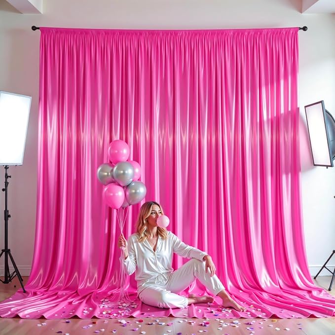 40x10ft Hot Pink Glitter Backdrop Curtain - Image 7