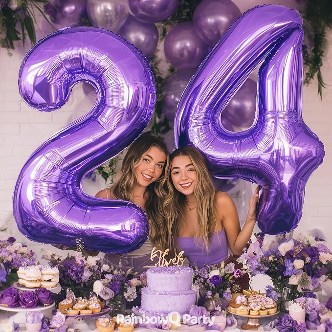 RainbowQ Purple 12 Balloon Number 40 Inch 0-40 Foil Large Balloons | Big Mylar - Image 5