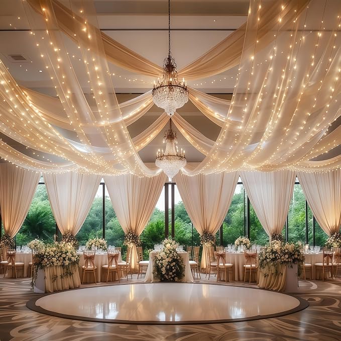 6 Panels Deep Champagne Ceiling Curtains - Image 6
