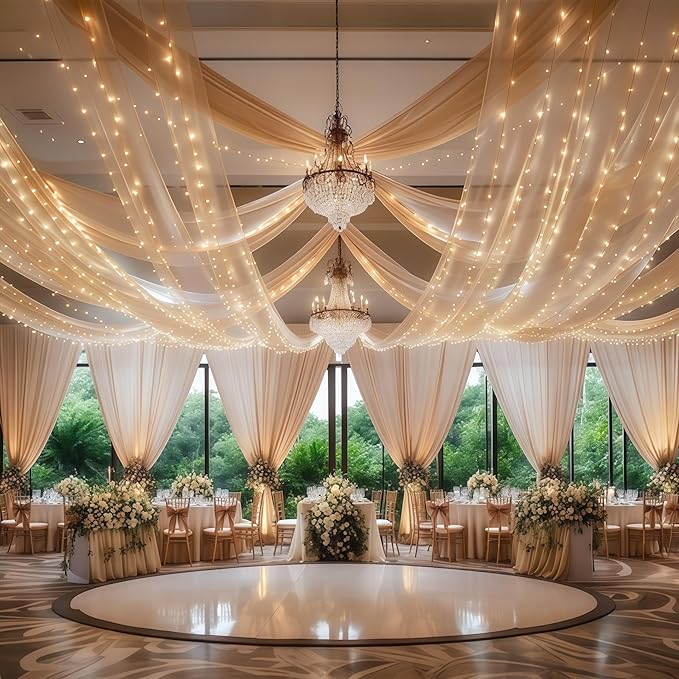 6 Panels Deep Champagne Ceiling Curtains - Image 6