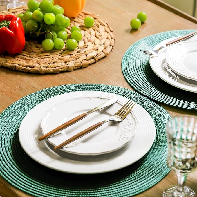 FunWheat Round Braided Placemats Set of 8 Table Mats - Image 5
