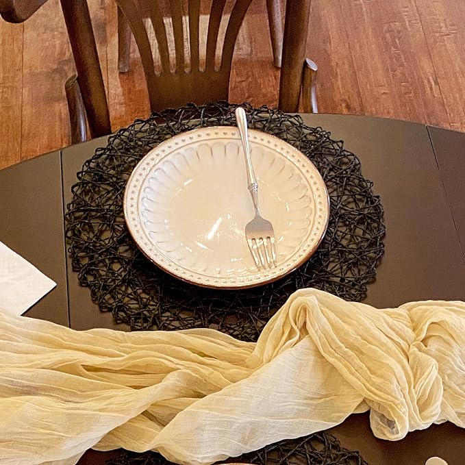 AHHFSMEI Paper Braided Round Placemats Set of 12 Natural Non-Slip Heat - Image 7
