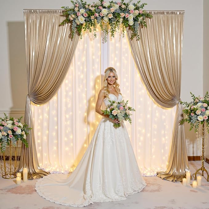 30ftx10ft Shimmer Champagne Sequin Backdrop Curtain - Image 3