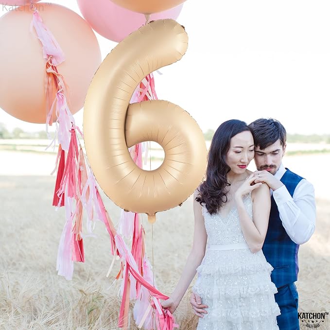 KatchOn Caramel Number 6 Balloon 40 Inch | 6th Birthday Balloon - Image 7