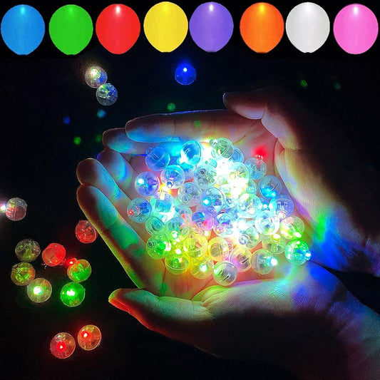 100pcs 10 Colors Balloon Lights, LED Assorted Colors Flash Lights, Mini Ball Light Round LED Ball Lamp for Paper Lantern Balloon Birthday Party Wedding Halloween Christmas Decoration