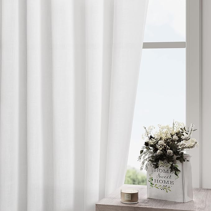 White Linen Curtains 63 Inches Long - Image 6