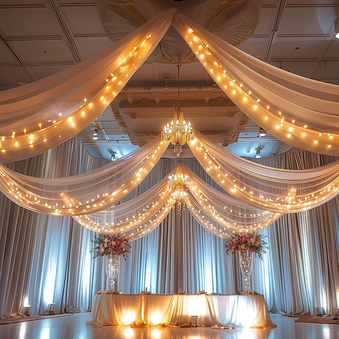6 Panels Champagne Ceiling Drapes - Image 8