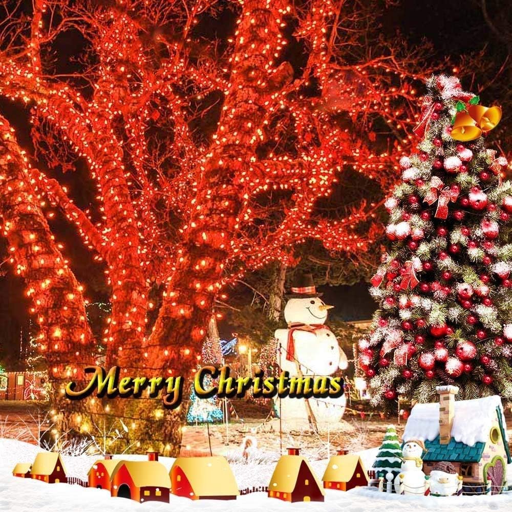 Toodour Solar Christmas Lights, 72ft 200 LED 8 Modes Outdoor Christmas String Lights, Waterproof Solar String Light for Xmas Tree, Fence, Holiday, Party, Balcony, Outdoo Xmas Decorations - Red