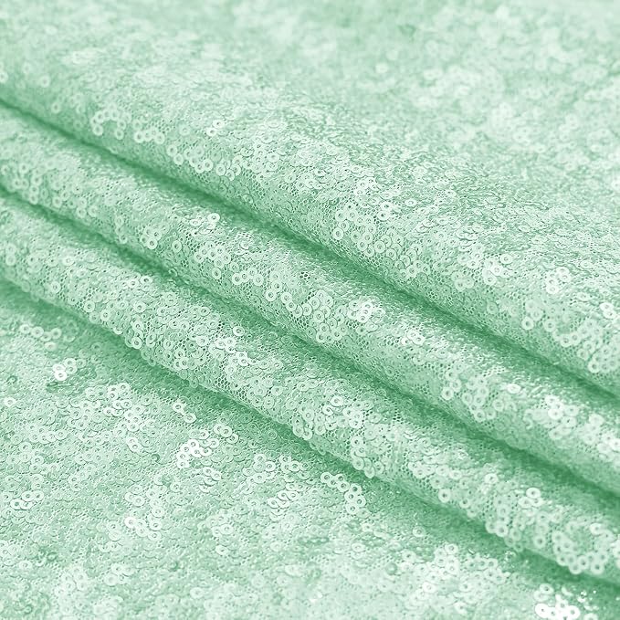 Sugargirl Mint Green Sequin Backdrop Curtain 4 Panels 2FTx8FT Glitter Mint - Image 6
