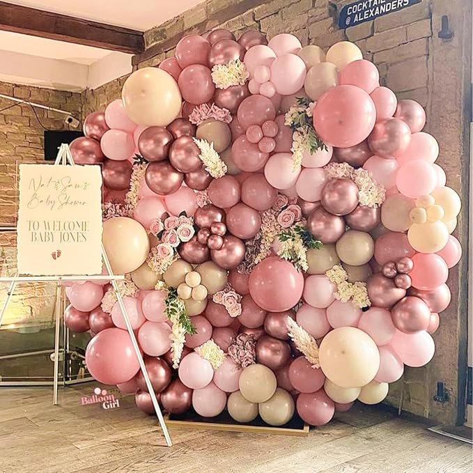 PartyWoo Dusty Pink Balloons 50pcs Lilac Pink Latex Helium Balloons 12 Inch | - Image 7