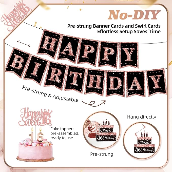 50Pcs Sweet 16 Birthday Party Decorations - Image 3