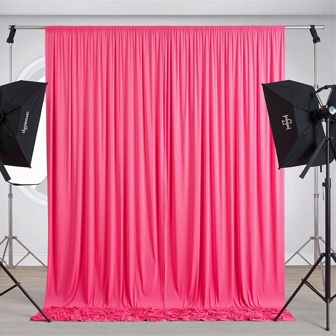 40 ft x 10 ft Wrinkle Free Fuchsia Backdrop Curtain - Image 7