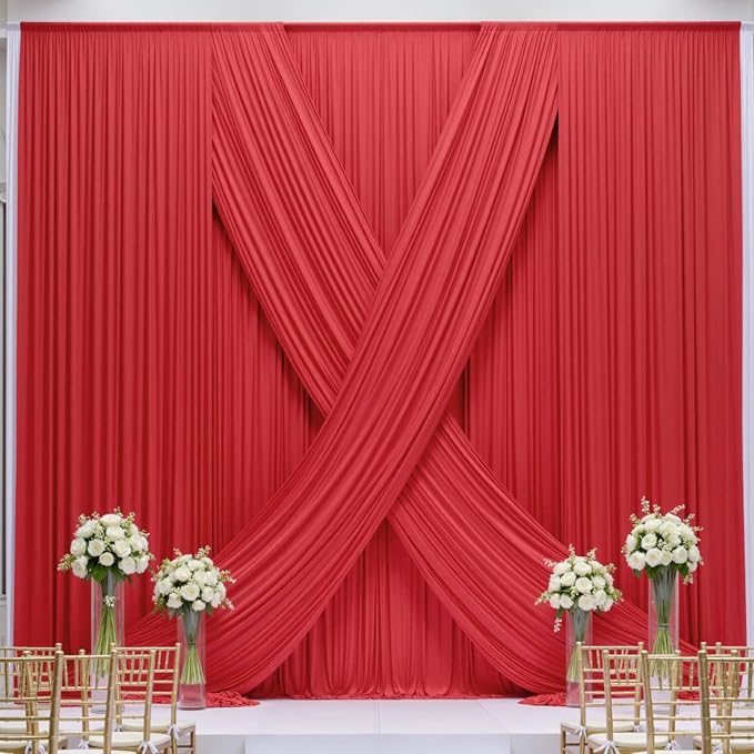 40×14ft Wrinkle Free Red Backdrop Curtain - Image 5