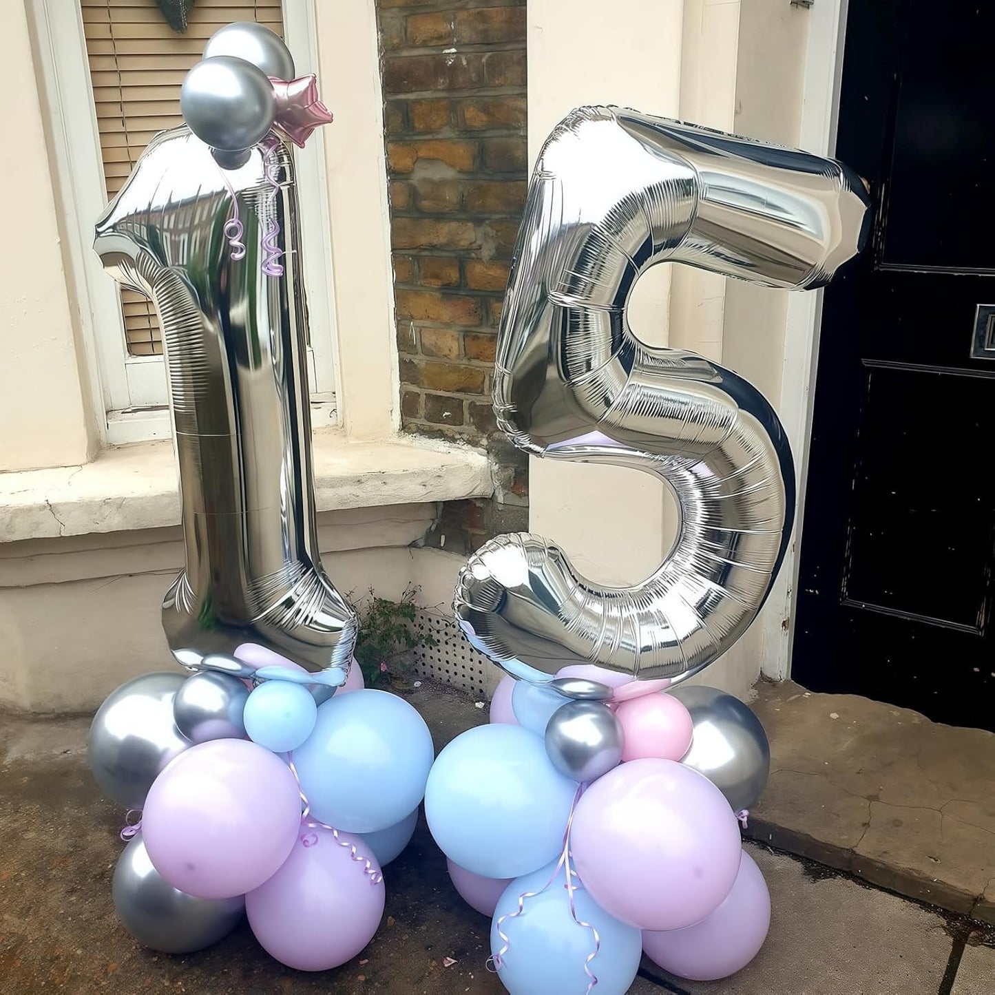 Large Silver Number 17 Balloon, Foil Number 1 and 7 Helium Balloon, 40 Inch Mylar Self Inflating Number 17 Balloon Set for Girls Boys 17th Birthday Party Decor Women Anniversary Decorations Supplies