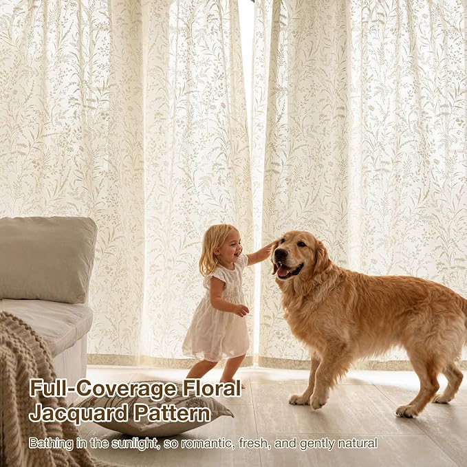 Anmao Taupe Semi Sheer Light Filtering Curtains 54 Inches Long 2 Panels - Image 5