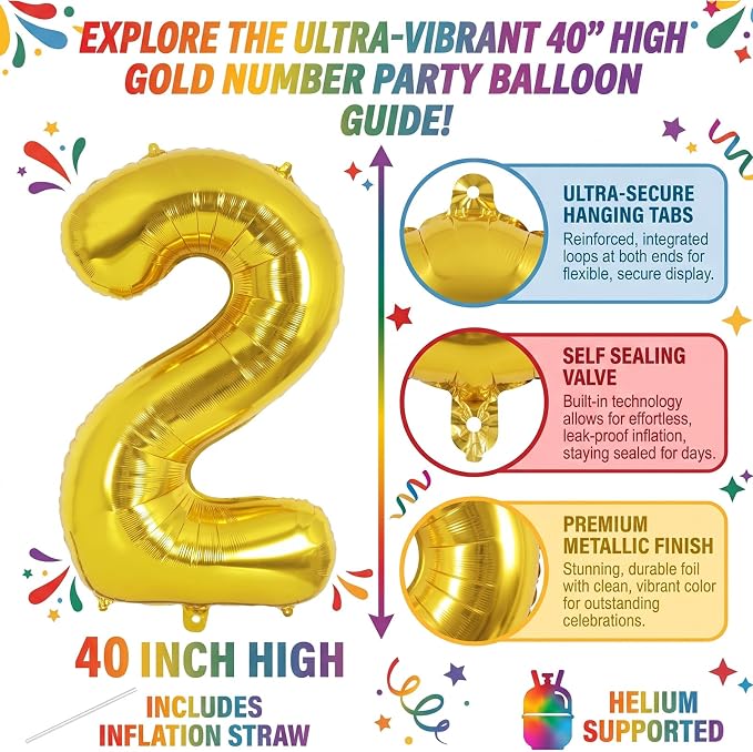 40 Inch Gold Number 20 Foil Balloon - Image 2
