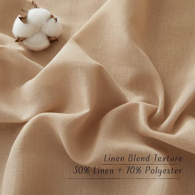 NICETOWN Camel Linen Window Curtains 84 inches Long, Grommet Thick Flax - Image 4