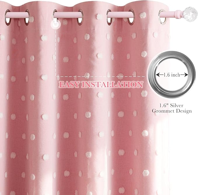 PONY DANCE Pink Curtains for Living Room 96 Inches Long, 52W x 96L | Thermal - Image 4