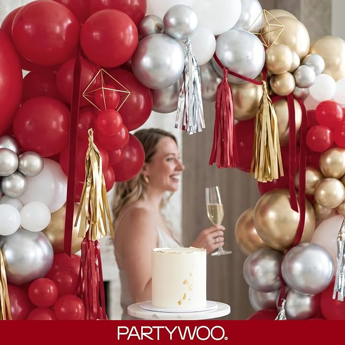 PartyWoo Burgundy Balloons 100pcs Dark Red Maroon Ruby Red Color | 36 18 12 10 - Image 10