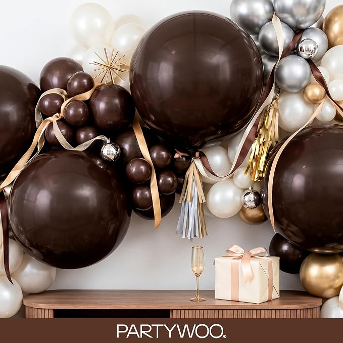 PartyWoo Dark Brown Balloons 152pcs Boho Coffee Neutral Color | 18 12 10 5 Inch - Image 8