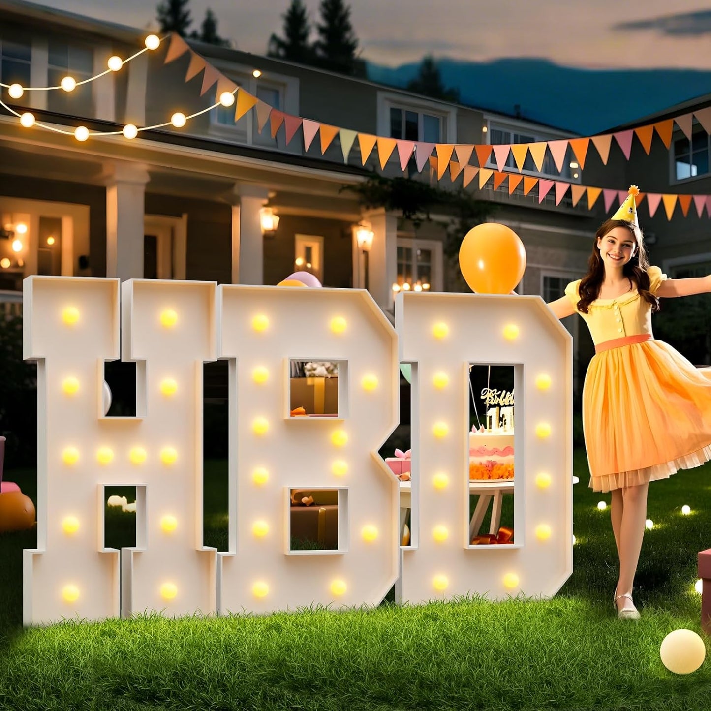 imprsv 4FT Marquee Letter O, Modern Light-Up Foam Board Letters for All Ages, All Seasons Party Decor