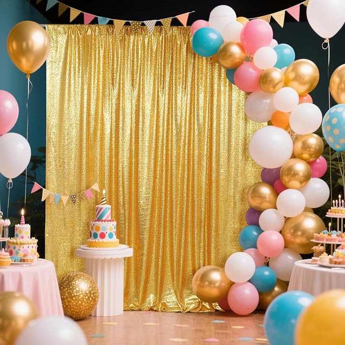 SquarePie 10x10ft Gold Sequin Backdrop, High Density Non-Transparent Glitter - Image 8