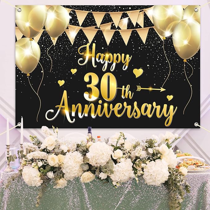 HAMIGAR 6x4ft Happy 30th Anniversary Banner Backdrop - Image 5