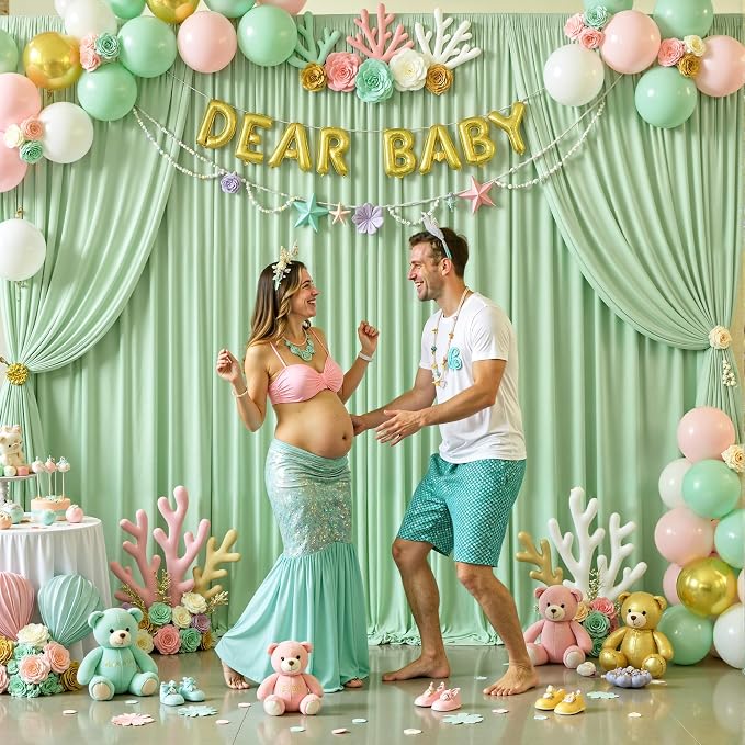 10 Panels Sage Green Backdrop Curtains - Image 3