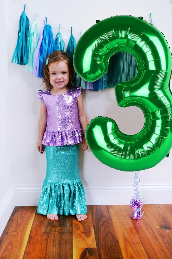 Number 3 Balloons 40 Inch for 3rd 33 Birthday Party Decorations, Dark Green | - Image 2