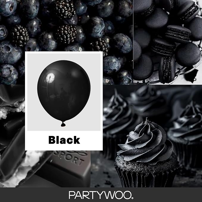 PartyWoo Black Balloons 101pcs Matte Latex Helium Balloons 12 Inch | Baby - Image 2