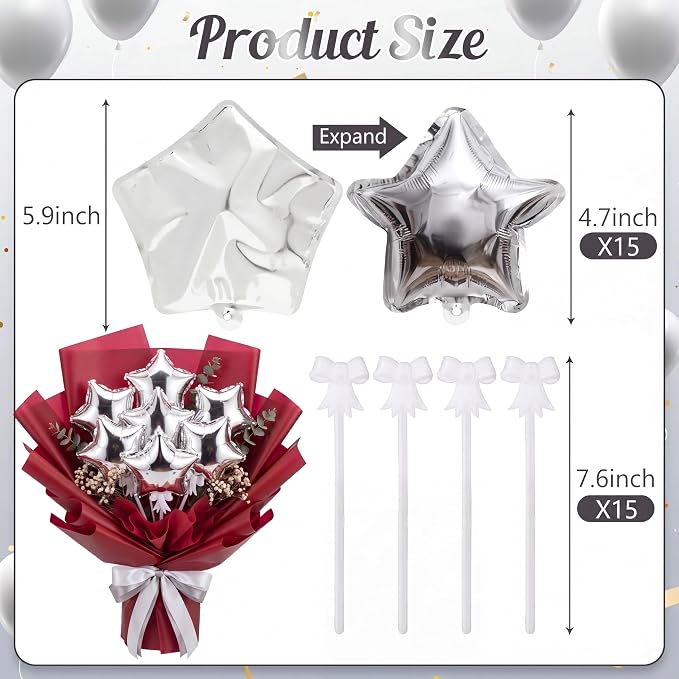 15 Pcs Mini Star Self Inflatable Balloons Bulk - Image 3