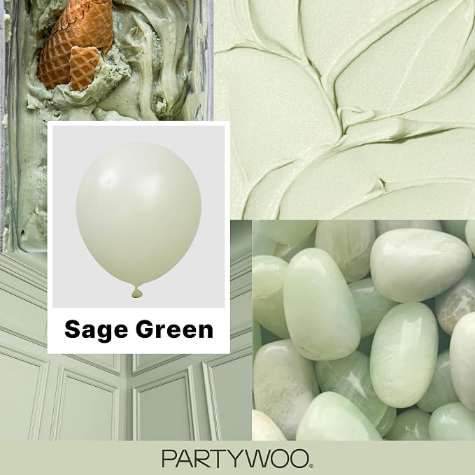 PartyWoo Sage Green Balloons 120pcs Dusty Boho Green Color 18 12 10 5 Inch | 18 - Image 2