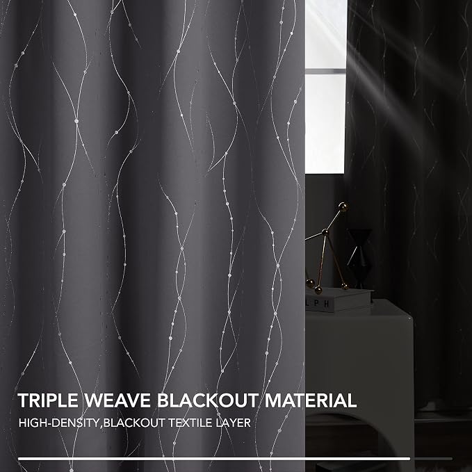 Deconovo Living Room Curtains 63 Inches Long, Thermal Insulated, Room Darkening - Image 4