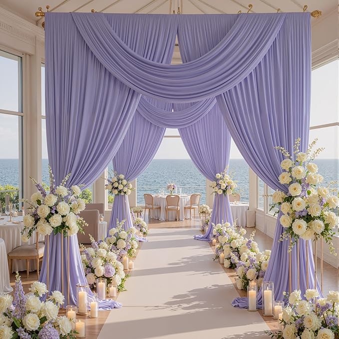10x8 ft Wrinkle Free Lavender Light Purple Backdrop Curtain Drapes, Polyester - Image 7