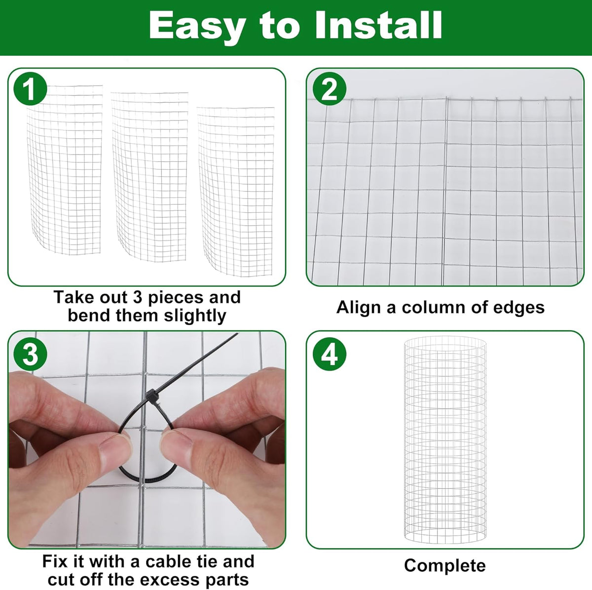 winemana 12 Set Garden Plant Protector Cage, 24x12 in Metal Wire Protectors for Plants, Protection Cages with Stakes & Nylon Ties, Animals Barrier to Keep Rabbit & Chicken Away from Flower Vegetables