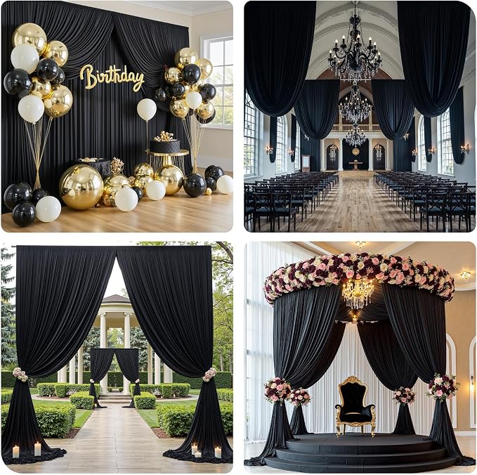 40ft×12ft Black Backdrop Curtain - Image 4