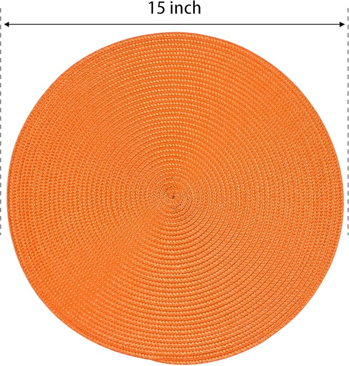 FunWheat Round Braided Placemats Set of 4 Table Mats - Image 2