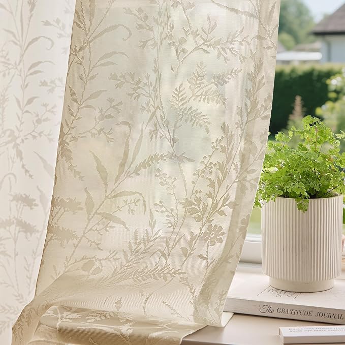 Anmao Taupe Semi Sheer Light Filtering Curtains 72 Inches Long 2 Panels by Anmao