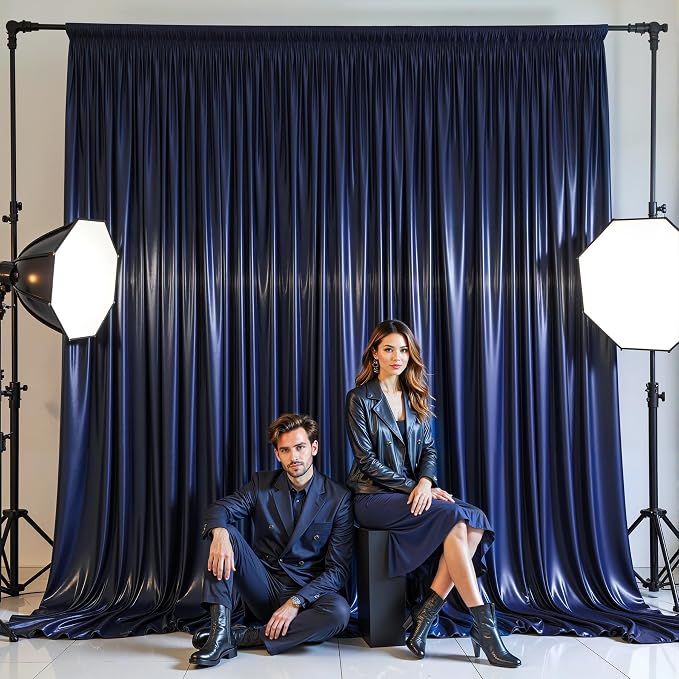 20x10ft Navy Blue Glitter Backdrop Curtain - Image 5