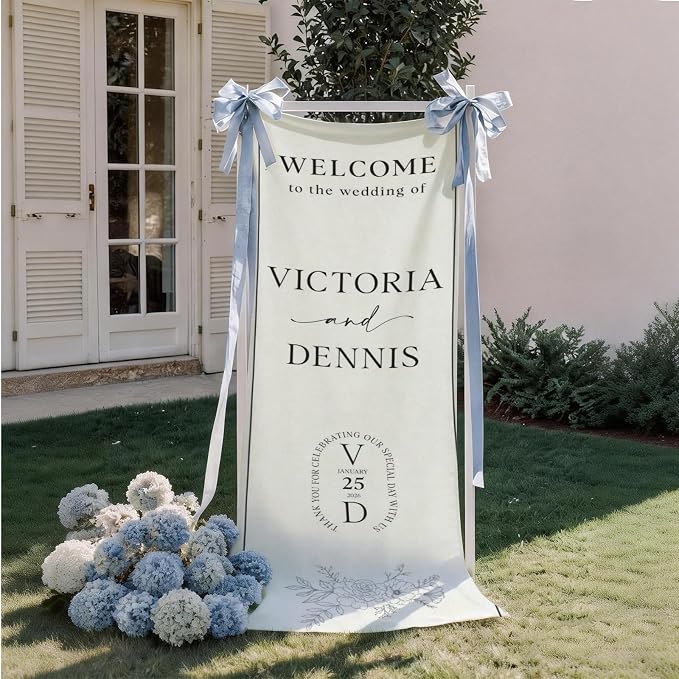 Mapileng Modern Wedding Linen Wall Tapestry Welcome Banner, Personalized Couple - Image 2