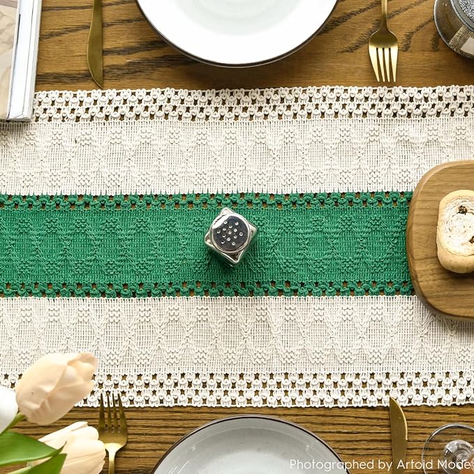 Artoid Mode Emerald Green Farmhouse Rustic Table Runner 12x36 Inch | Seasonal - Image 3