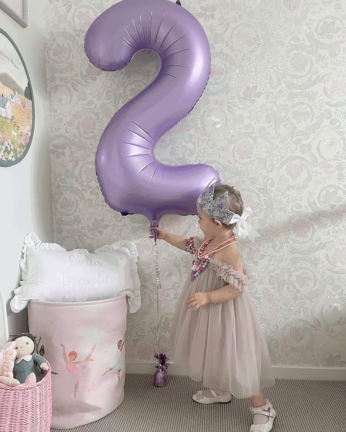 3 Balloon - Lilac Birthday Number Balloons, 40 Inch Decorations Men Women | - Image 2