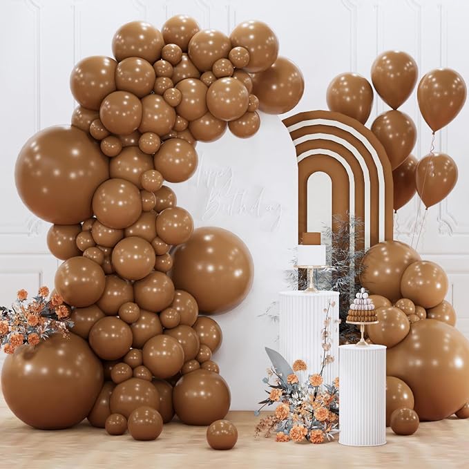 PartyWoo Brown Balloons 155pcs Boho Coffee Tan Fall Color 18 12 10 5 Inch | 18 by PartyWoo